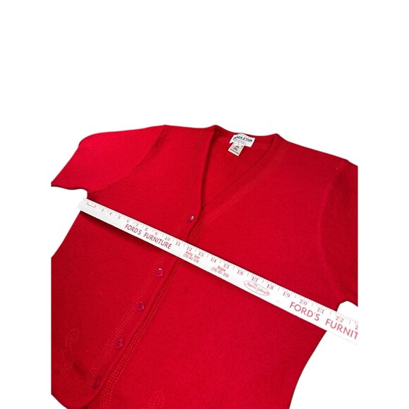 Vintage Pendleton Boiled Wool Cardigan Scalloped Hem Cherry Red Large Cottage - Picture 6 of 9